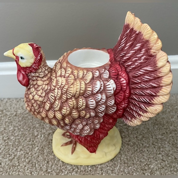 NIB PartyLite Ceramic Turkey Candle Holder Thanksgiving Taper OR Tea light HTF! - Picture 1 of 8